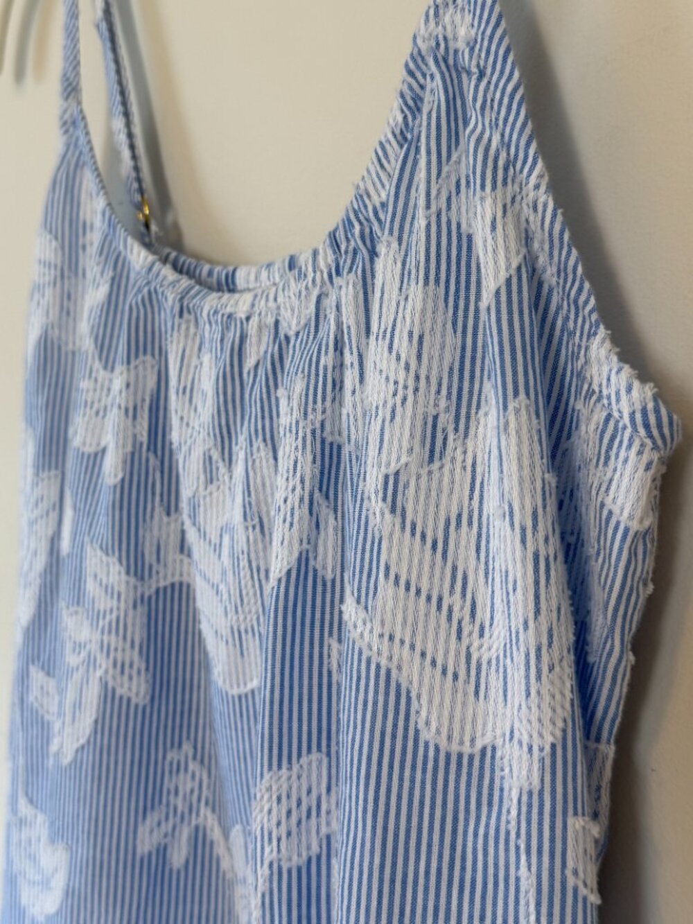 Soma Cotton Striped Floral Jacquard Pajama Cami Small Blue White New With Tags - Picture 12 of 15